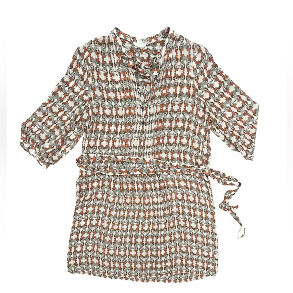 Club Monaco Tops - Club Monaco Silk Pleated 3/4 Sleeve V-Neck Tunic Top Blouse Size 00Small